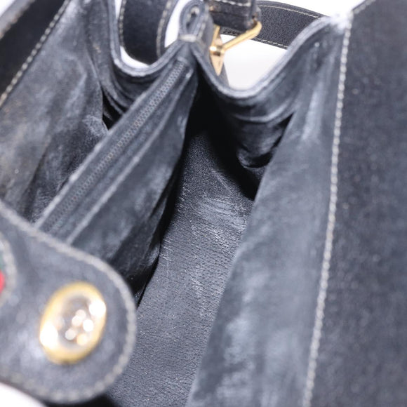 GUCCI GG Supreme Web Sherry Line Tas PVC Zwart Rood 116 02 076 Auth 184484