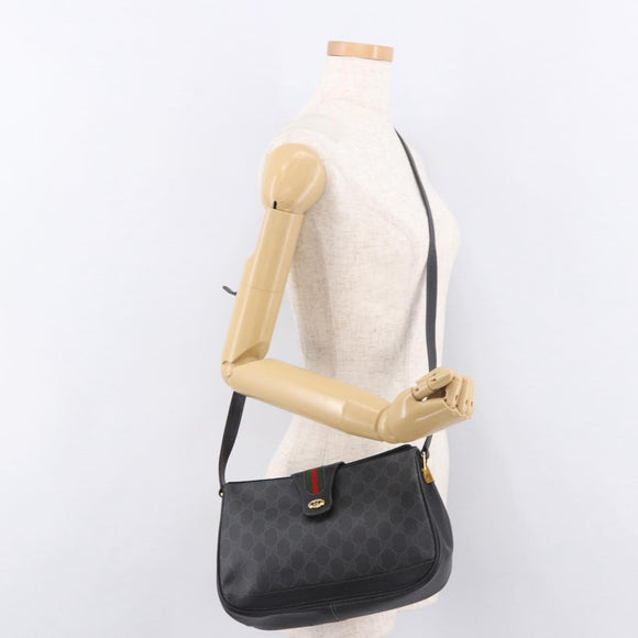 GUCCI GG Supreme Web Sherry Line Tas PVC Zwart Rood 116 02 076 Auth 184484
