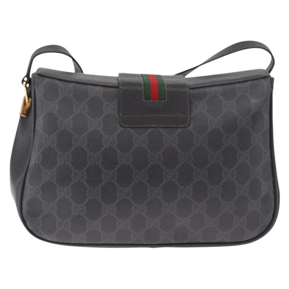 GUCCI GG Supreme Web Sherry Line Tas PVC Zwart Rood 116 02 076 Auth 184484
