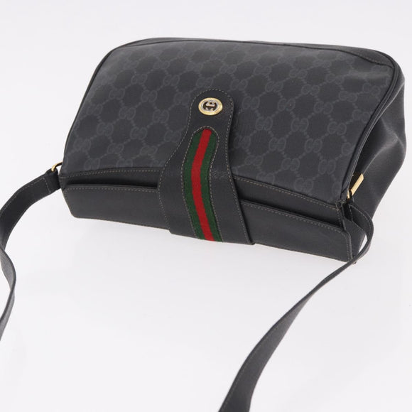 GUCCI GG Supreme Web Sherry Line Tas PVC Zwart Rood 116 02 076 Auth 184484
