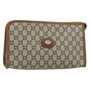 GUCCI GG Plus Supreme Clutch Bag PVC Beige Gold Auth 184487-1