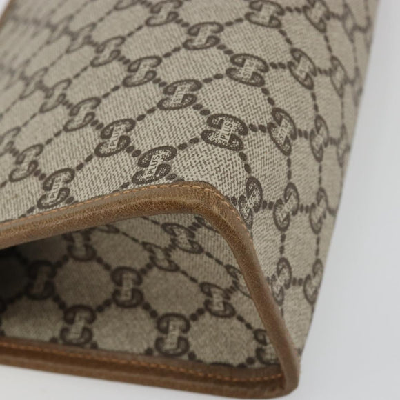 GUCCI GG Plus Supreme Clutch Bag PVC Beige Gold Auth 184487