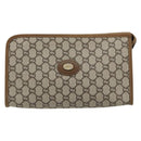GUCCI GG Plus Supreme Clutch Bag PVC Beige Gold Auth 184487-13