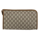 GUCCI GG Plus Supreme Clutch Bag PVC Beige Gold Auth 184487-2