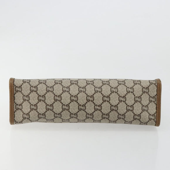 GUCCI GG Plus Supreme Clutch Bag PVC Beige Gold Auth 184487