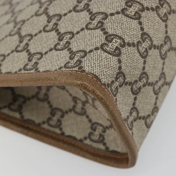 GUCCI GG Plus Supreme Clutch Bag PVC Beige Gold Auth 184487