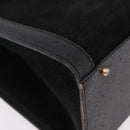 GUCCI Bamboo Hand Bag Suede Black Gold 002 1095 0260 Auth 184488-9