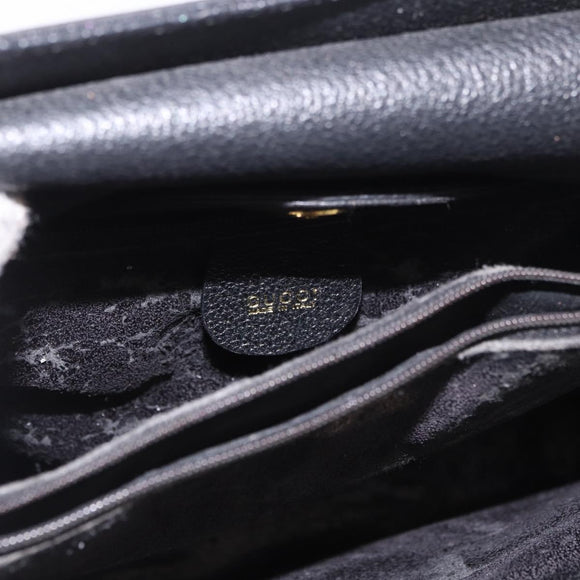 GUCCI Bamboo Hand Bag Suede Black Gold 002 1095 0260 Auth 184488