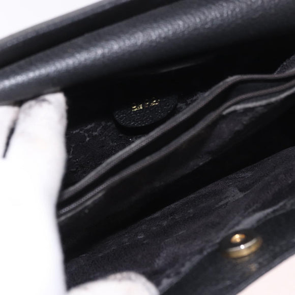 GUCCI Bamboo Hand Bag Suede Black Gold 002 1095 0260 Auth 184488