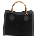 GUCCI Bamboo Hand Bag Suede Black Gold 002 1095 0260 Auth 184488-13