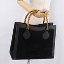 GUCCI Bamboo Hand Bag Suede Black Gold 002 1095 0260 Auth 184488-21