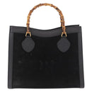 GUCCI Bamboo Hand Bag Suede Black Gold 002 1095 0260 Auth 184488-2