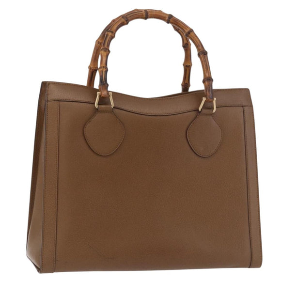GUCCI Bamboo Hand Bag Leather Brown Gold 002 0260 Auth 184489