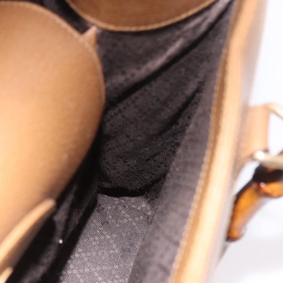 GUCCI Bamboo Hand Bag Leather Brown Gold 002 0260 Auth 184489
