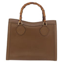 GUCCI Bamboo Hand Bag Leather Brown Gold 002 0260 Auth 184489-3