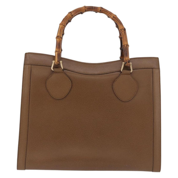 GUCCI Bamboo Hand Bag Leather Brown Gold 002 0260 Auth 184489