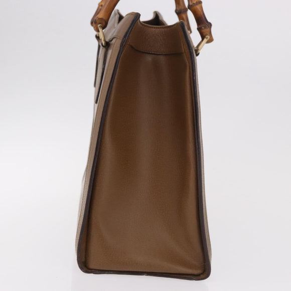 GUCCI Bamboo Hand Bag Leather Brown Gold 002 0260 Auth 184489