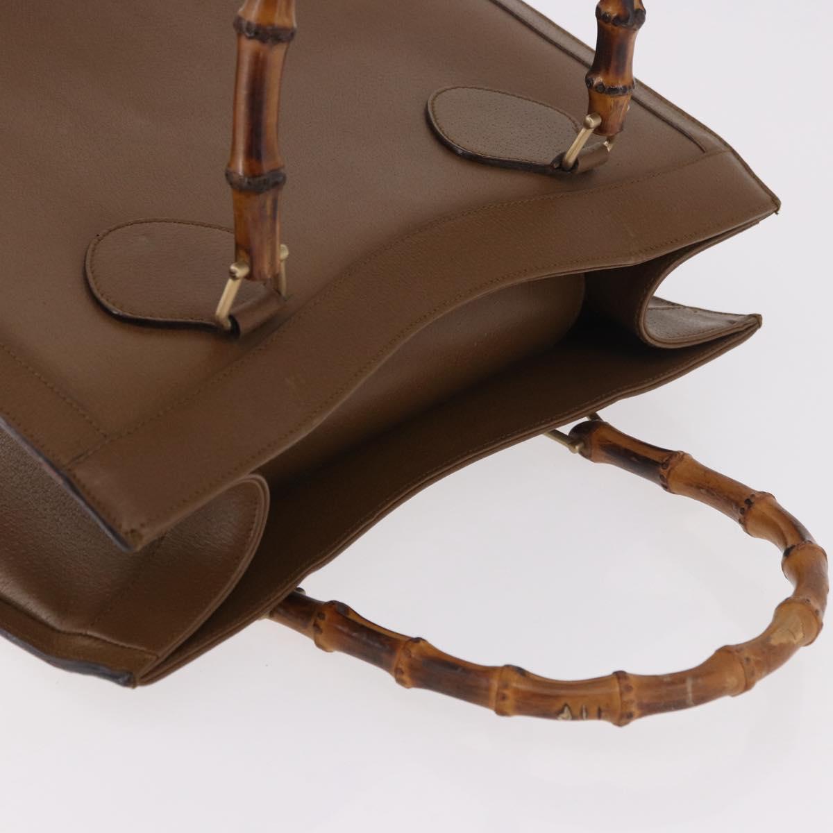 GUCCI Bamboo Hand Bag Leather Brown Gold 002 0260 Auth 184489