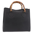 GUCCI Bamboo Hand Bag Leather Black Gold 002 1186 0260 Auth 184490-1