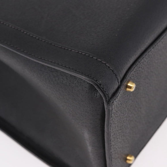 GUCCI Bamboo Hand Bag Leather Black Gold 002 1186 0260 Auth 184490