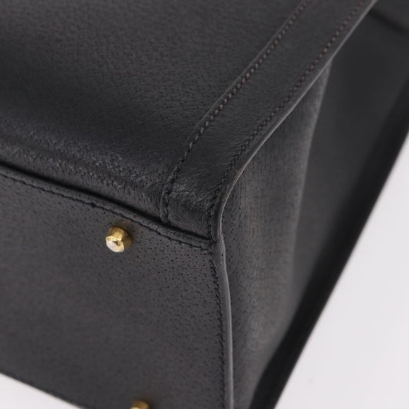 GUCCI Bamboo Hand Bag Leather Black Gold 002 1186 0260 Auth 184490