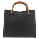 GUCCI Bamboo Hand Bag Leather Black Gold 002 1186 0260 Auth 184490-13