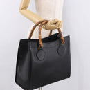 GUCCI Bamboo Hand Bag Leather Black Gold 002 1186 0260 Auth 184490-21