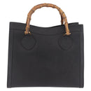 GUCCI Bamboo Hand Bag Leather Black Gold 002 1186 0260 Auth 184490-2