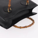 GUCCI Bamboo Hand Bag Leather Black Gold 002 1186 0260 Auth 184490-6