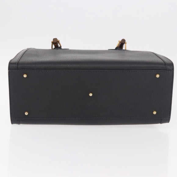 GUCCI Bamboo Hand Bag Leather Black Gold 002 1186 0260 Auth 184490
