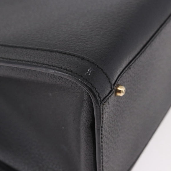 GUCCI Bamboo Hand Bag Leather Black Gold 002 1186 0260 Auth 184491