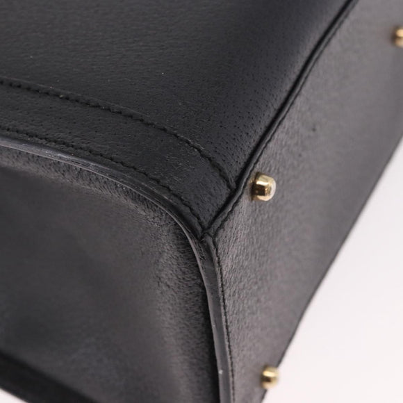 GUCCI Bamboo Hand Bag Leather Black Gold 002 1186 0260 Auth 184491