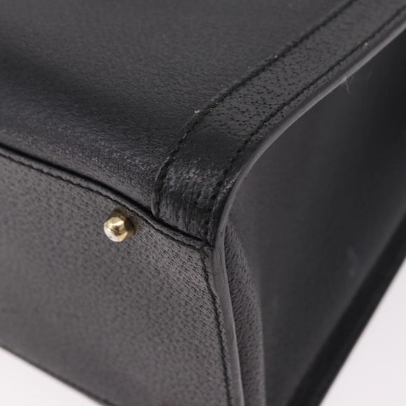 GUCCI Bamboo Hand Bag Leather Black Gold 002 1186 0260 Auth 184491