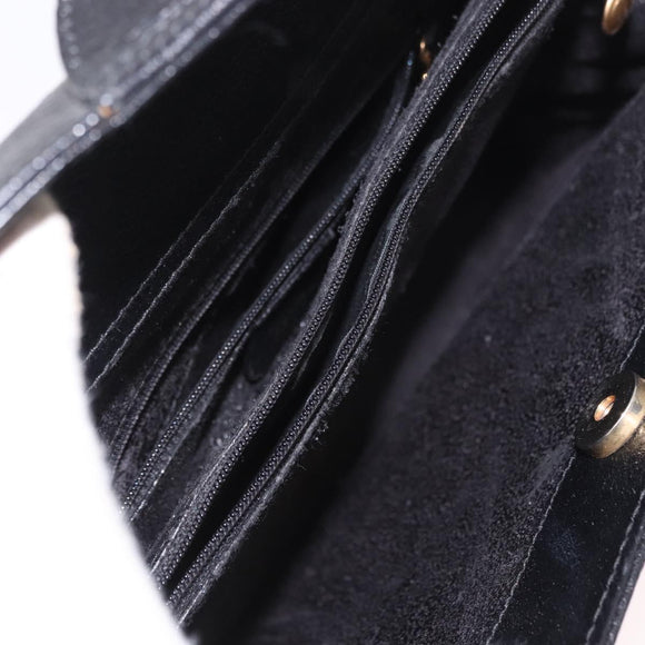 GUCCI Bamboo Hand Bag Leather Black Gold 002 1186 0260 Auth 184491