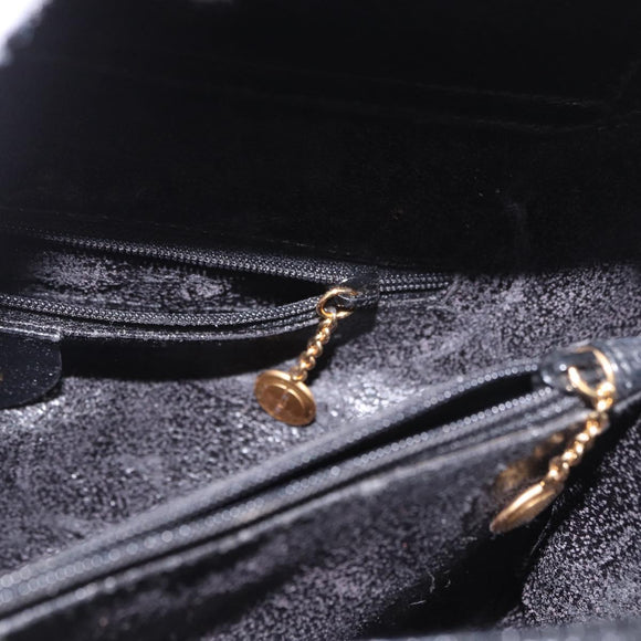 GUCCI Bamboo Hand Bag Leather Black Gold 002 1186 0260 Auth 184491