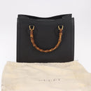 GUCCI Bamboo Hand Bag Leather Black Gold 002 1186 0260 Auth 184491-21