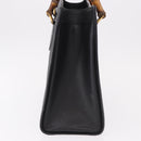 GUCCI Bamboo Hand Bag Leather Black Gold 002 1186 0260 Auth 184491-5