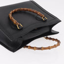 GUCCI Bamboo Hand Bag Leather Black Gold 002 1186 0260 Auth 184491-6
