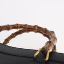 GUCCI Bamboo Hand Bag Leather Black Gold 002 1186 0260 Auth 184491-8