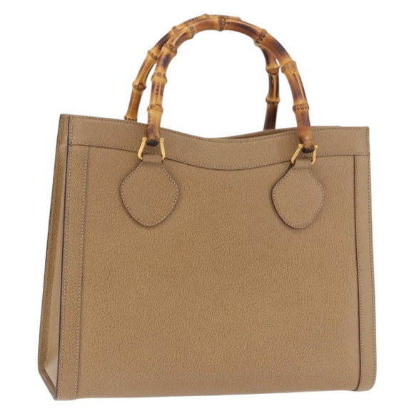 GUCCI Bamboo Hand Bag Leather Brown Gold 002 0260 2615 Auth 184492