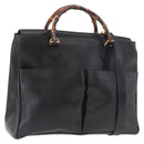 GUCCI Bamboo Hand Bag Leather 2way Black Gold 002 123 0322 Auth 184493-1