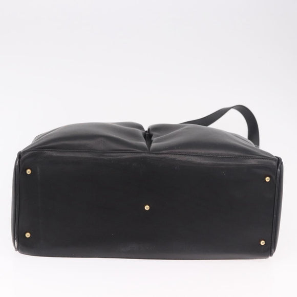GUCCI Bamboo Hand Bag Leather 2way Black Gold 002 123 0322 Auth 184493