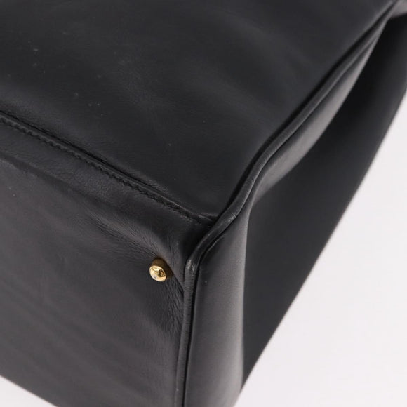 GUCCI Bamboo Hand Bag Leather 2way Black Gold 002 123 0322 Auth 184493