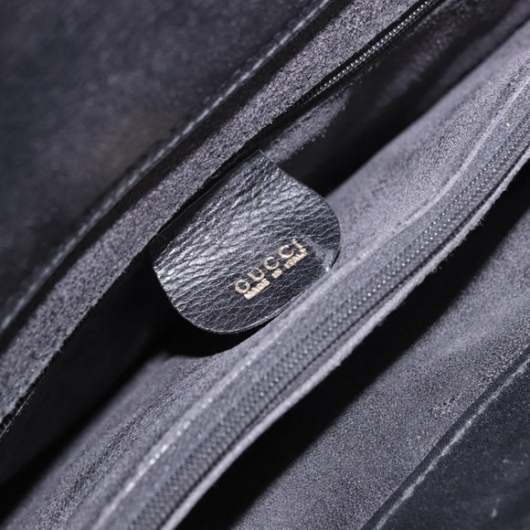 GUCCI Bamboo Hand Bag Leather 2way Black Gold 002 123 0322 Auth 184493