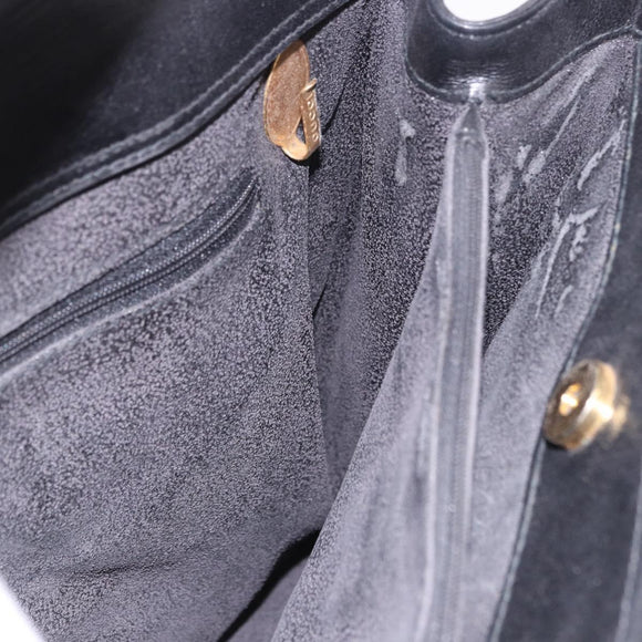 GUCCI Bamboo Hand Bag Leather 2way Black Gold 002 123 0322 Auth 184493