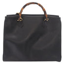 GUCCI Bamboo Hand Bag Leather 2way Black Gold 002 123 0322 Auth 184493-3