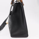 GUCCI Bamboo Hand Bag Leather 2way Black Gold 002 123 0322 Auth 184493-4