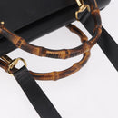 GUCCI Bamboo Hand Bag Leather 2way Black Gold 002 123 0322 Auth 184493-7
