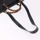 GUCCI Bamboo Hand Bag Leather 2way Black Gold 002 123 0322 Auth 184493-9