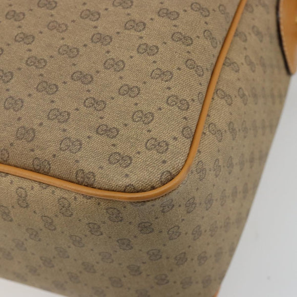 GUCCI Micro GG Supreme Hand Bag PVC 2way Beige Gold Auth 184496